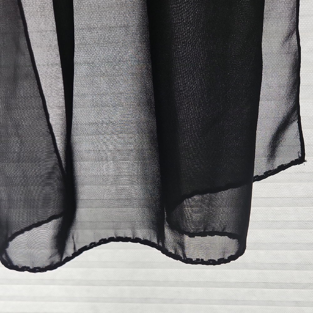 Black Beaded Sheer Scarf Wrap - Women Accessories - Picture 4 of 4